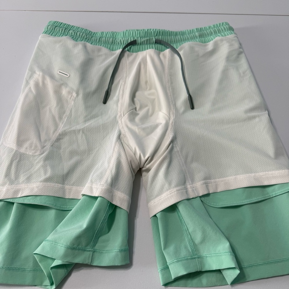 Lululemon Pace Breaker Running Lined Shorts 7”Green Mint Men Size M - Picture 5 of 11